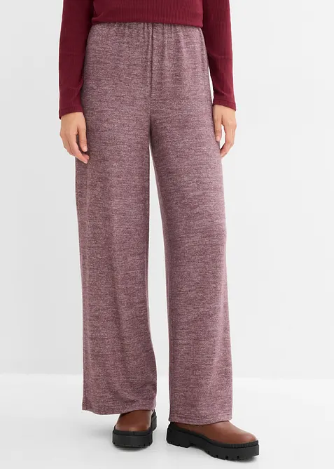 Palazzo-Hose in Strickoptik in lila von vorne - bonprix