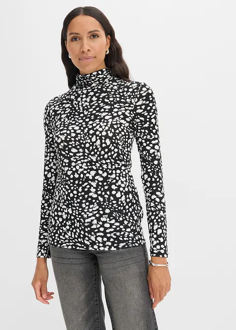 Langarmshirt aus softem Viskose-Mix in schwarz von vorne (im Anschnitt) - bonprix
