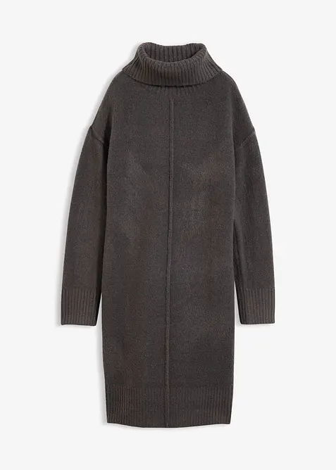 Strickkleid mit Ziernaht in grau von vorne - bonprix