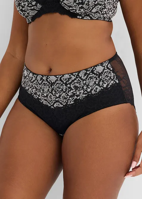 Maxipanty mit bedrucktem Mesh in weiß von vorne - bonprix