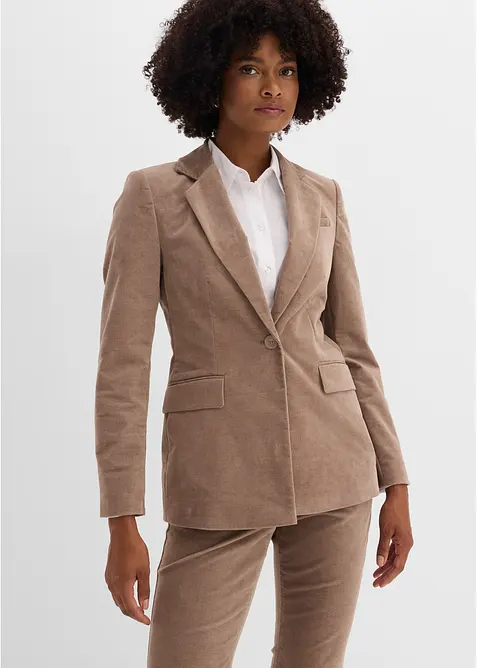 Blazer aus Cordsamt in braun von vorne (im Anschnitt) - bonprix