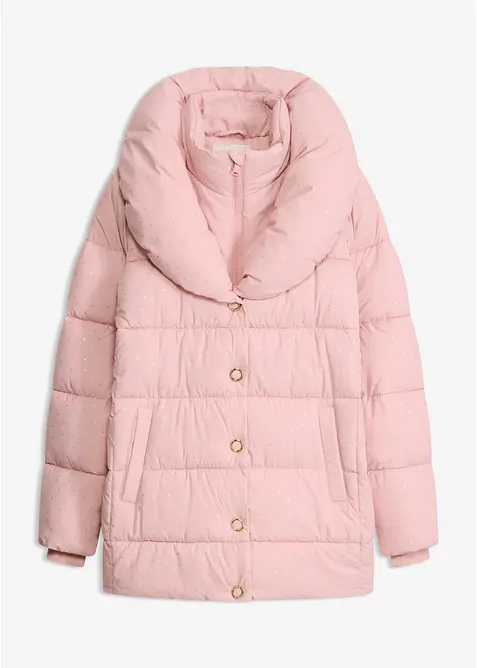 Steppjacke mit Glitzerdruck in rosa von vorne - bonprix