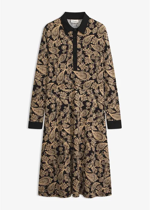 Jerseykleid im Paisley Design in schwarz von vorne - bonprix