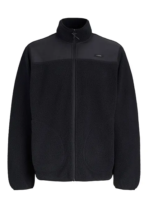 JJ REBEL Teddy-Fleece Jacke in schwarz von vorne - JJ REBEL