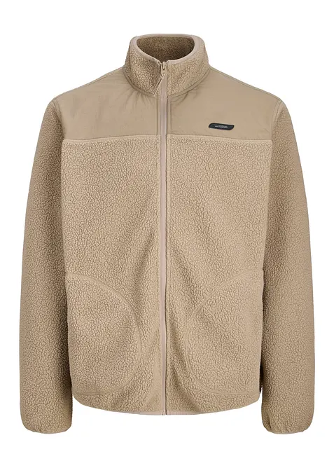 JJ REBEL Teddy-Fleece Jacke in grau von vorne - JJ REBEL