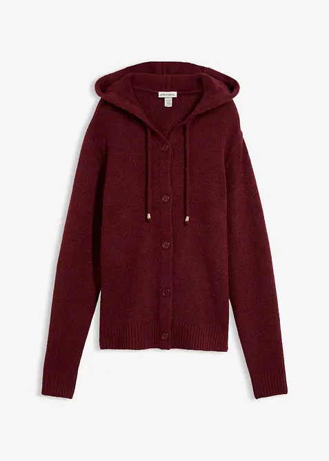 Strickjacke mit Kapuze in rot von vorne - bonprix