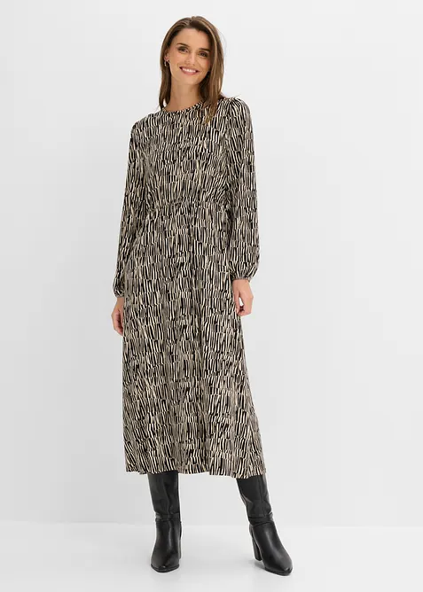 Jerseykleid aus fließender Viskose in schwarz von vorne (Totalaufnahme) - bonprix