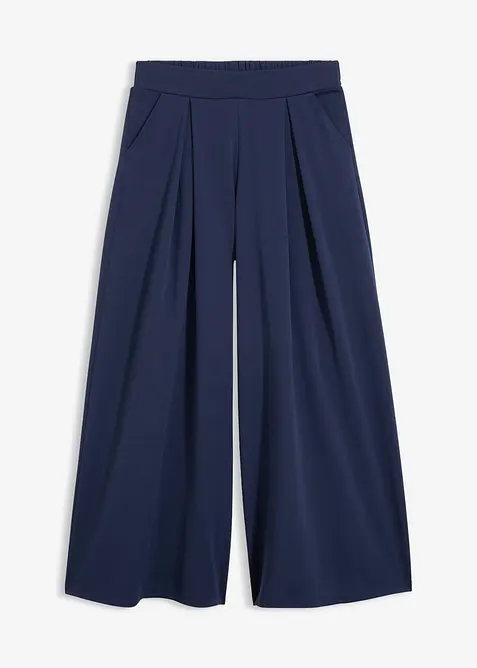 Schlupfhose mit Bundfalten in blau von vorne - bonprix