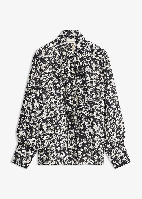 Bluse mit Bindeschal in schwarz von vorne - bonprix
