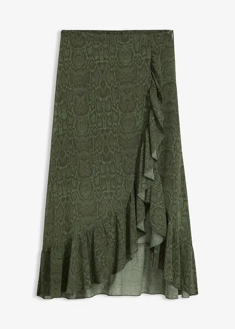 Chiffon-Rock in Wickeloptik in grün von vorne - bonprix