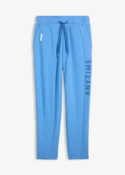Jogginghose aus elastischem Bio-Baumwoll-Mix in blau von vorne - bonprix