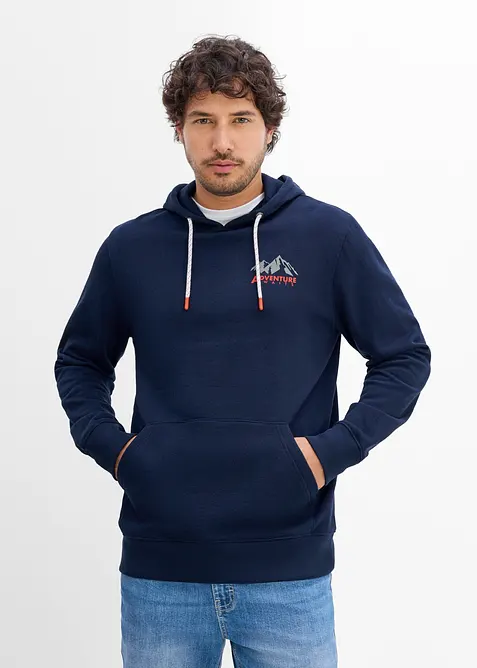 Hoodie in Regular Fit in blau von vorne (im Anschnitt) - bonprix