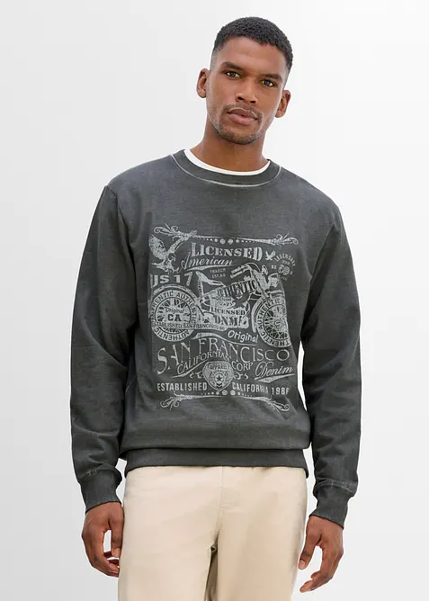 Sweatshirt aus reiner Baumwolle in grau von vorne (im Anschnitt) - bonprix