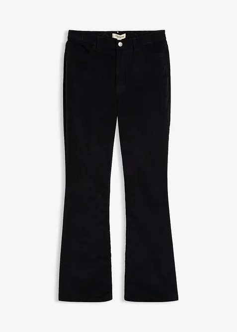 Bootcut-Cordhose aus Baumwoll-Mix in schwarz von vorne - bonprix