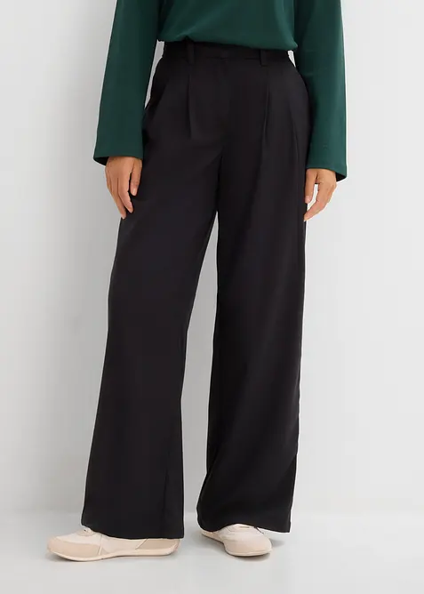 Hose in Wolloptik aus Viskose-Mix in schwarz von vorne - bonprix