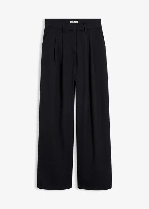 Hose in Wolloptik aus Viskose-Mix in schwarz von vorne - bonprix