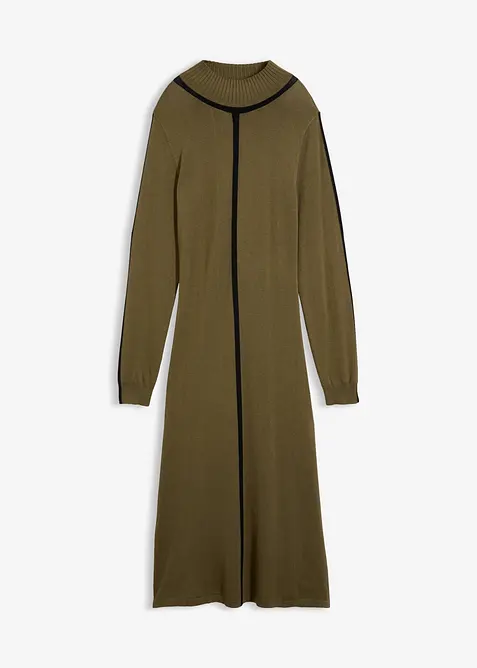 Strickkleid aus feinem Viskose-Mix in grün von vorne - bonprix