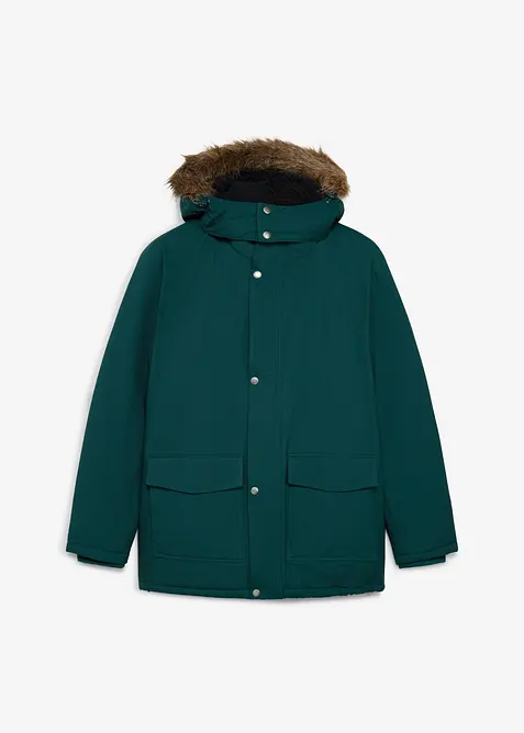 Wasserdichter Funktions-Parka mit abtrennbarer Kapuze in grün von vorne - bonprix