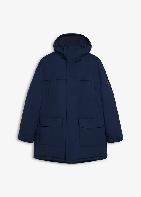 Wasserdichter Funktions-Parka mit abnehmbarer Kapuze, warm gefüttert in blau von vorne - bonprix