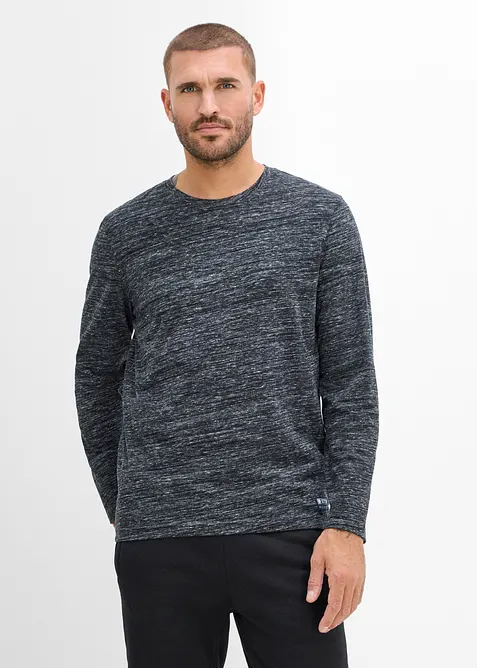 Langarmshirt mit Baumwoll-Mix (3er Pack) in blau von vorne (im Anschnitt) - bonprix