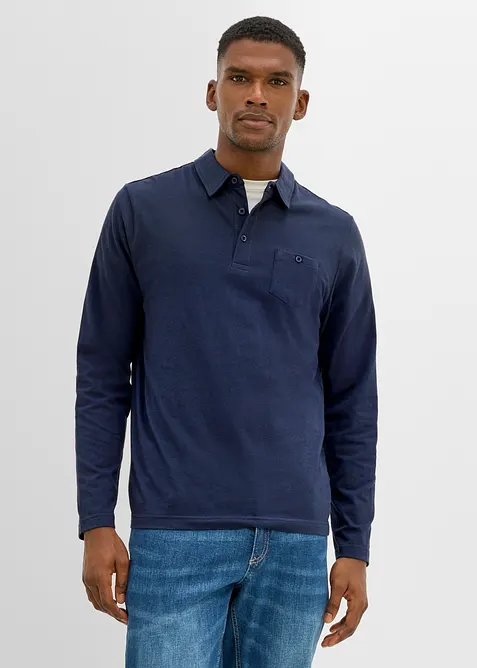Poloshirt in Regular Fit (2er Pack) in blau von vorne (im Anschnitt) - bonprix