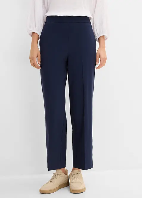 Verkürzte Bengalin-Hose aus Viskose-Mix in blau von vorne - bonprix