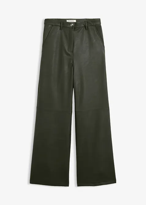 Lederimitat-Hose mit hohem Bund in grün von vorne - bonprix
