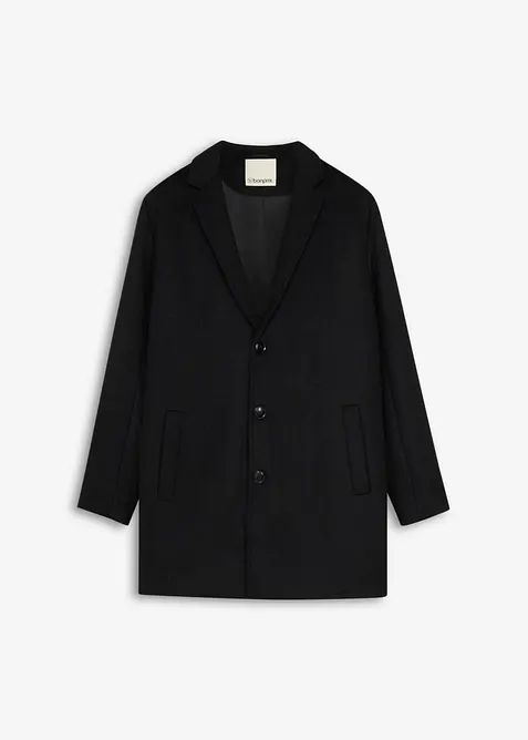 Kurzmantel mit Wollanteil in schwarz von vorne - bonprix