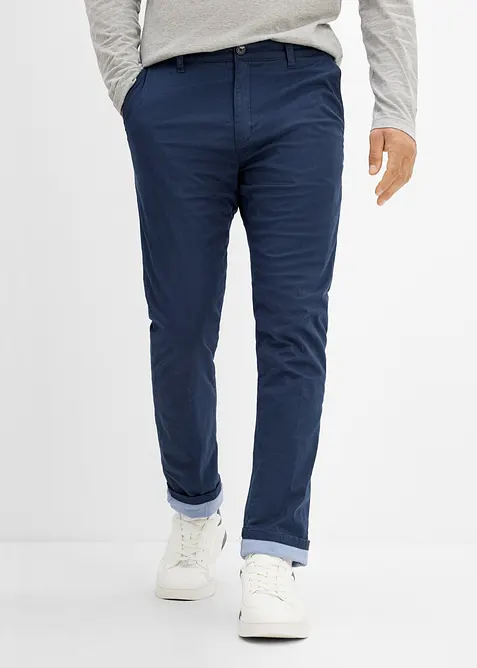 Reguar Fit Chino-Thermohose, Straight in blau von vorne - bonprix