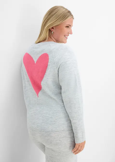 Weiter Feinstrickpullover in grau von vorne (im Anschnitt) - bonprix