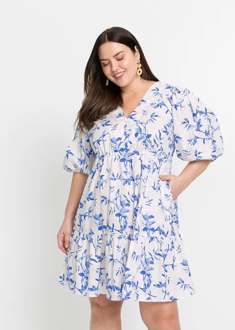 Minikleid aus reiner Baumwolle in weiß von vorne (Totalaufnahme) - bonprix