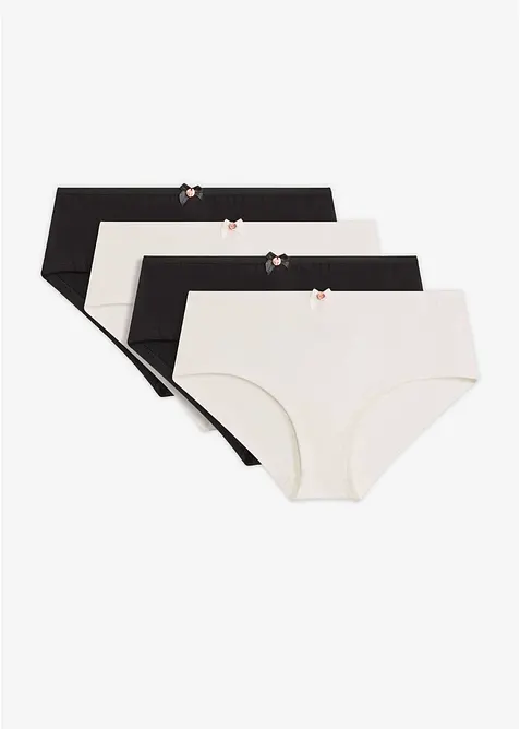 Panty mit Bio-Baumwolle (4er Pack) in schwarz von vorne - bonprix