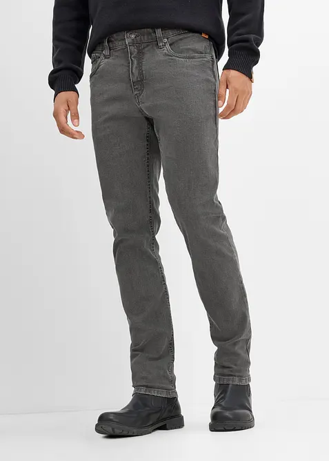 Slim-Fit-Jeans, Straight in grau von vorne - bonprix