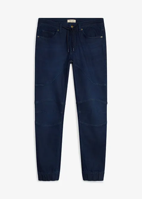 Regular-Fit Jeans-Jogger mit verstellbarem Dehnbund, Straight in blau von vorne - bonprix