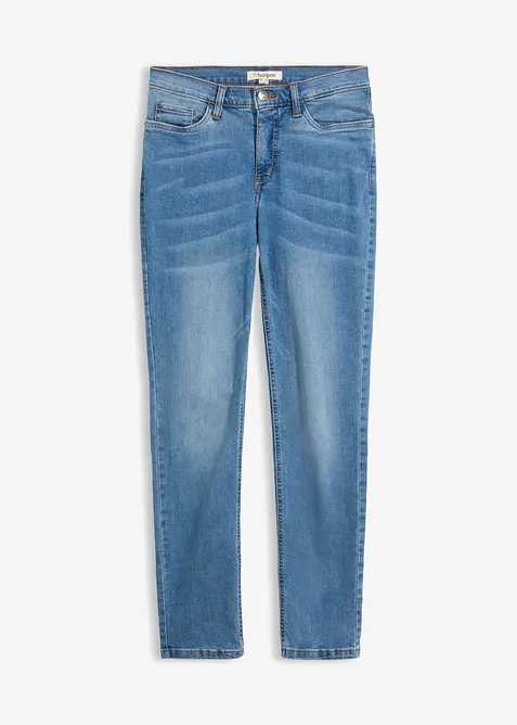 Straight-Jeans Mid Waist, Stretch in blau von vorne - bonprix