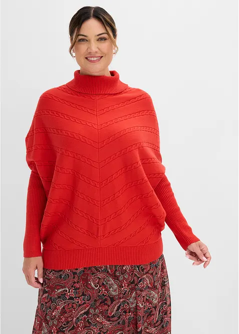 Rollkragenpullover in rot von vorne (im Anschnitt) - bonprix