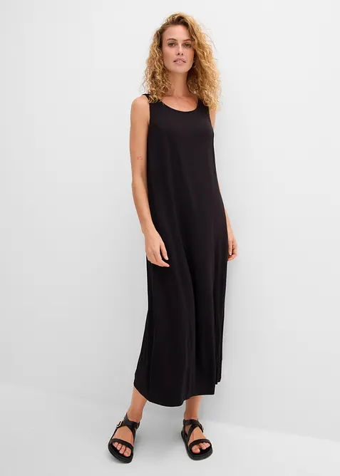 Jerseykleid mit softer Viskose in schwarz von vorne (Totalaufnahme) - bonprix