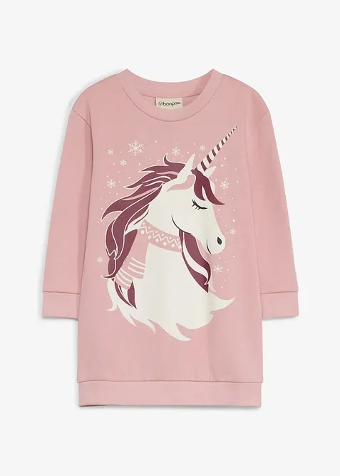 Sweatkleid aus reiner Baumwolle in rosa von vorne - bonprix