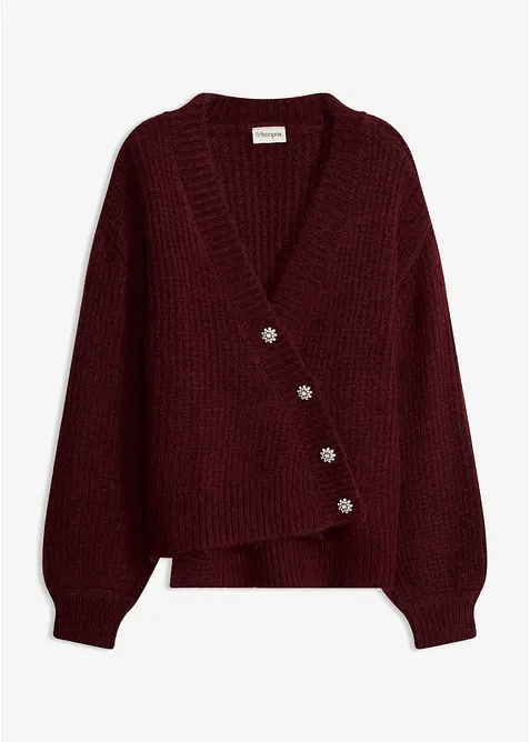 Grobstrickjacke aus weichem Wollmix in rot von vorne - bonprix