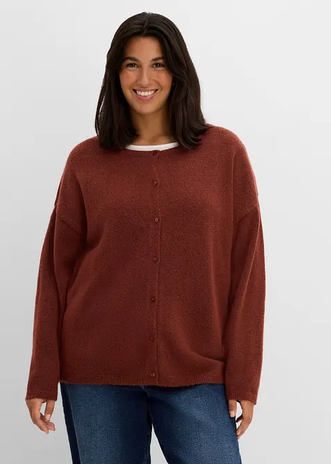 Feinstrickjacke in braun von vorne (im Anschnitt) - bonprix