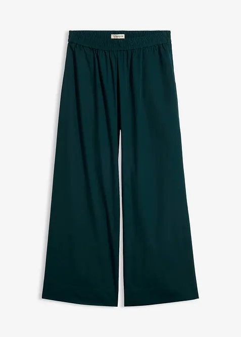 Weite Culotte aus reiner Baumwolle in grün von vorne - bonprix