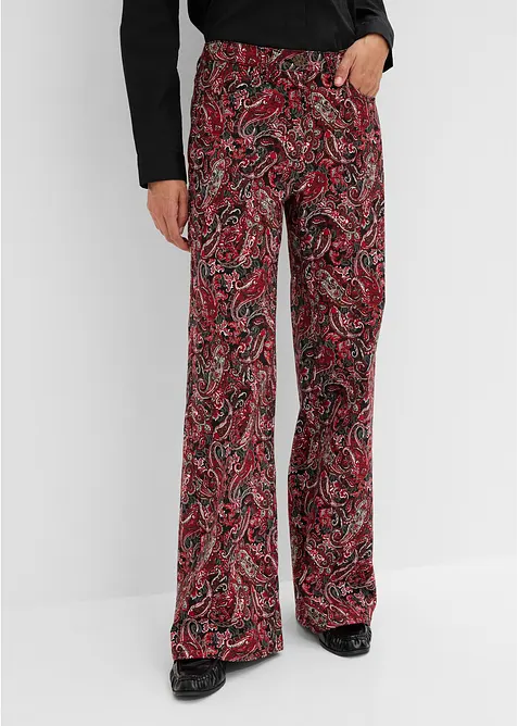 Wide-Leg-Stretchhose mit Baumwolle in beige von vorne - bonprix