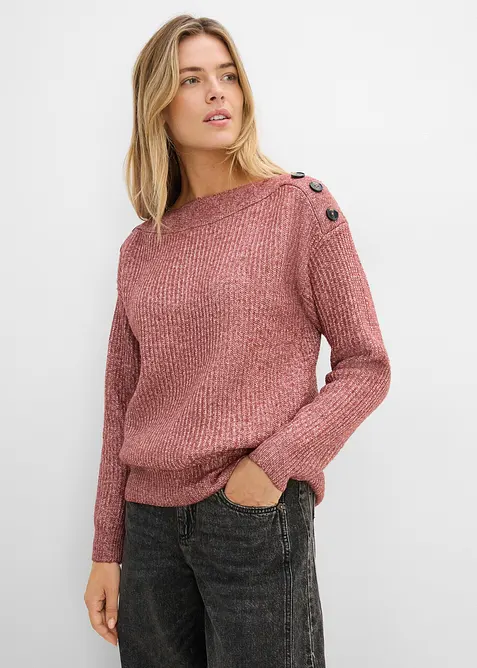 Pullover mit Knöpfen in rosa von vorne (im Anschnitt) - bonprix