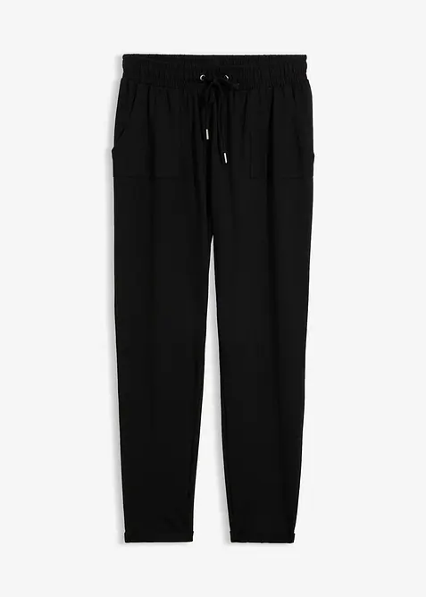 Jersey-Haremshose aus elastischem Baumwoll-Mix in schwarz von vorne - bonprix