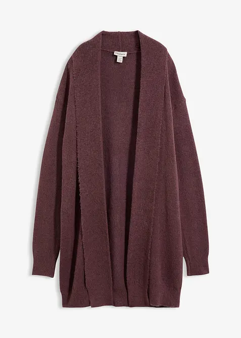 Longstrickjacke mit Schalkragen in lila von vorne - bonprix