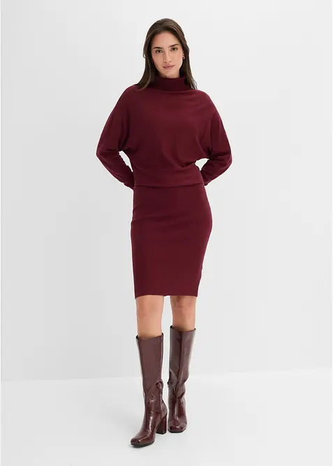 Strickkleid aus Viskose-Mix in rot von vorne (Totalaufnahme) - bonprix