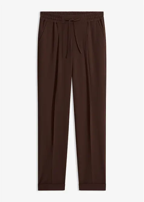 Bundfaltenhose in Schlupfform in braun von vorne - bonprix