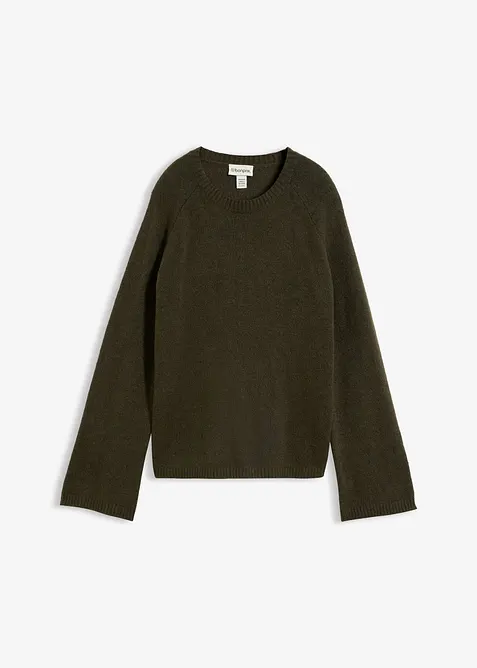 Feinstrickpullover in grün von vorne - bonprix