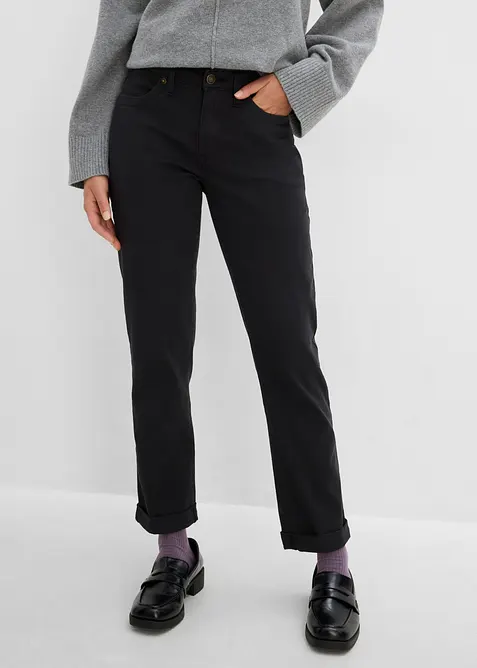 Straight Jeans High Waist, Stretch in schwarz von vorne - bonprix