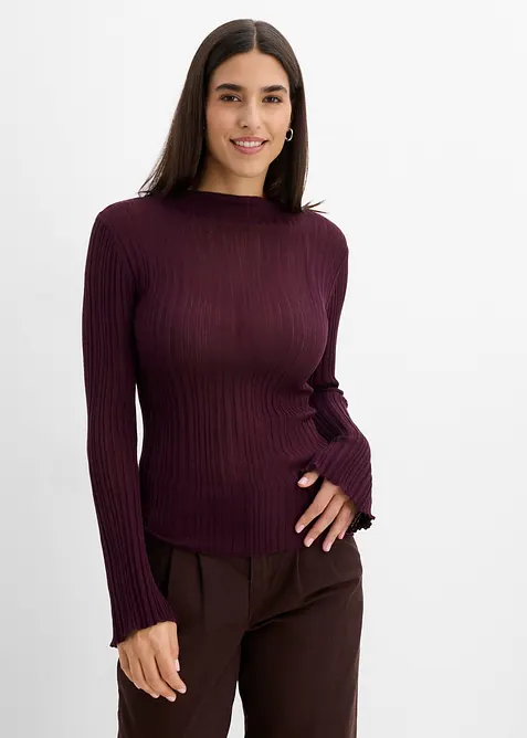 Halbtransparentes Strickshirt in rot von vorne (im Anschnitt) - bonprix